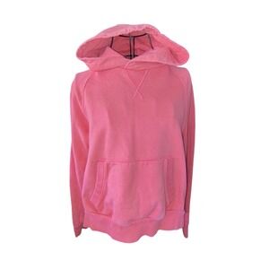 Athleta Coral Pink Tulip Split Back Fleece Pullover Hoodie Sweatshirt Womens
